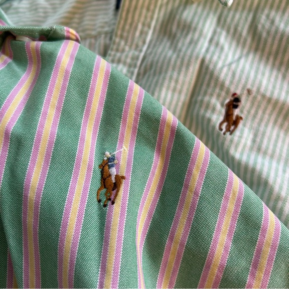 Ralph Lauren Green and Pink Striped Button Down Shirts - Picture 8 of 8